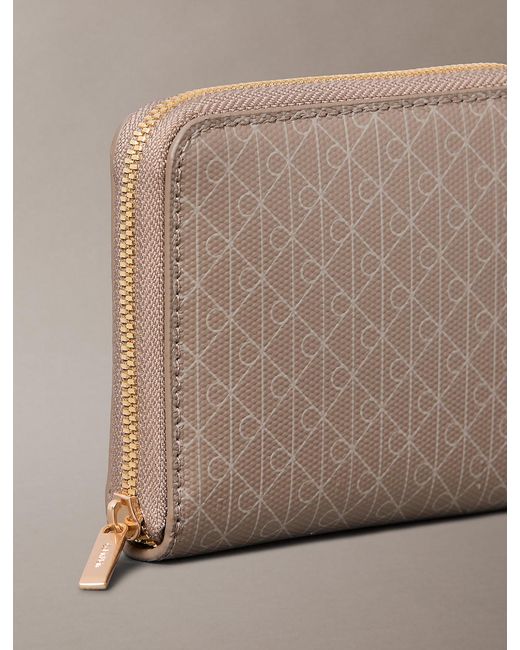 Calvin Klein Brown Rfid Square Zip-Around Logo Wallet