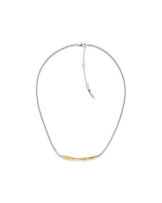 Calvin Klein White Jeans Sculpted Bar Pendant Necklace