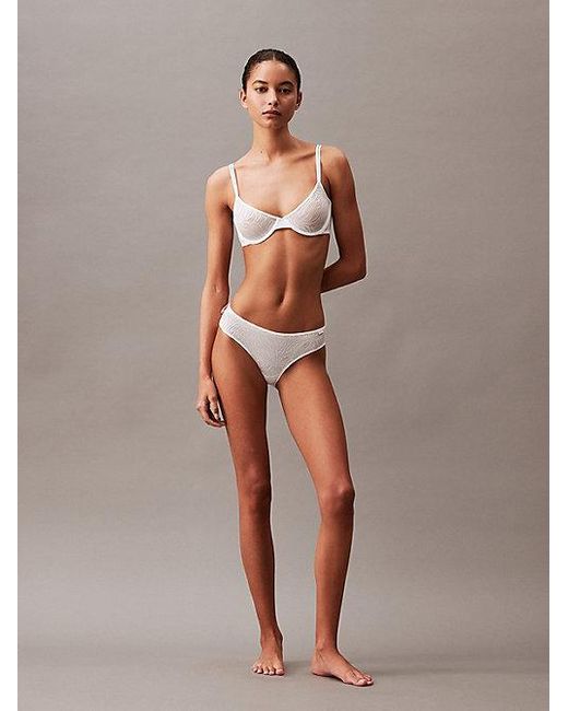 Calvin Klein White Demi Bra Sheer Marquisette