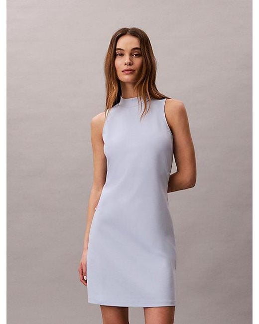 Calvin Klein Purple Jeans Slim Mock Neck Mini Dress