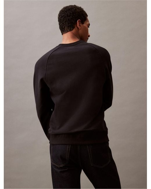 Calvin Klein Black Luxe Terry Crewneck Sweatshirt for men