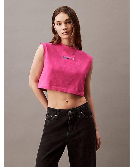 Camiseta sin mangas con monograma - Pride Calvin Klein de hombre de color Pink