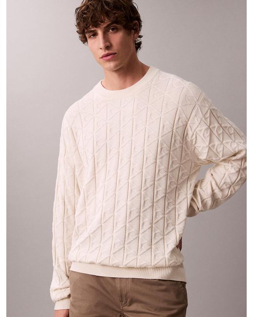 Calvin Klein Natural Allover Emblem Logo Relaxed Jumper for men