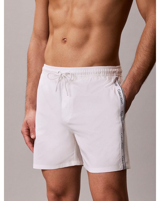 Calvin Klein White Core Solid Swim Shorts for men