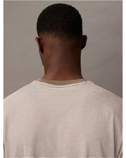 Calvin Klein Brown Calvin Klein Smooth Cotton Stripe Classic T-Shirt for men