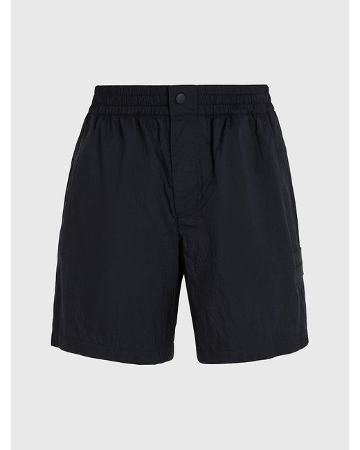 Calvin Klein Black Relaxed Crinkle Nylon Shorts for men
