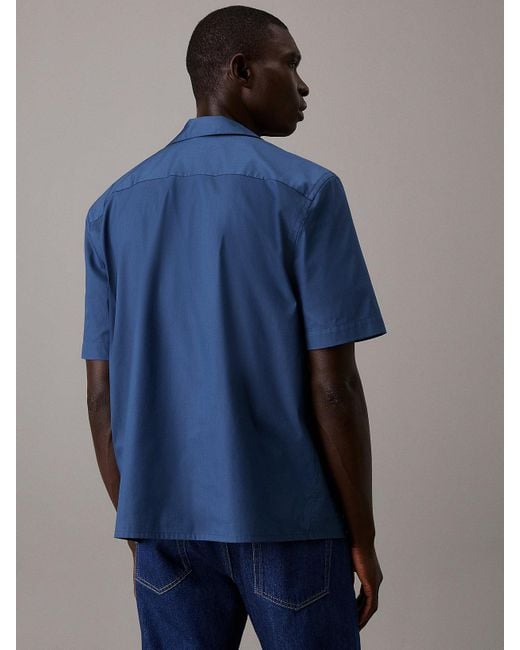Camicia A Maniche Corte Con Colletto Cubano di Calvin Klein in Blue da Uomo