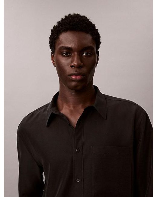 Calvin Klein Black Soft Modal Relaxed Shirt for men