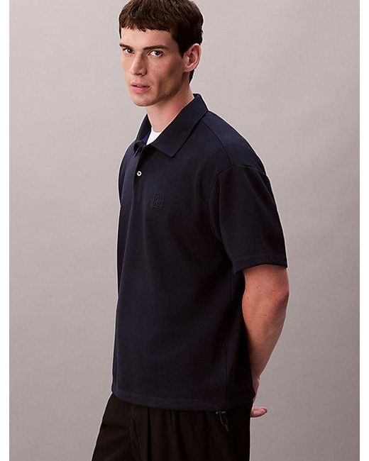 Calvin Klein Black Cotton Blend Pique Classic Polo Shirt for men