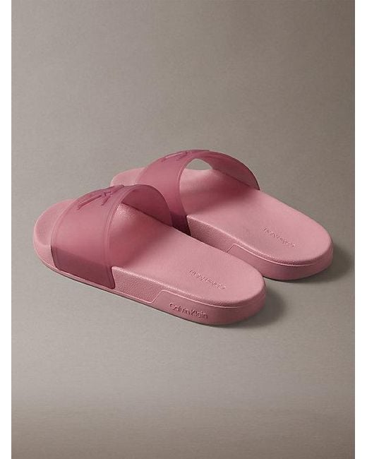 Calvin Klein Pink Nemo Contoured Signature Logo Sliders
