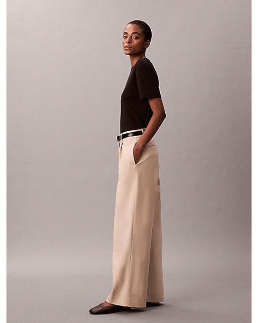 Calvin Klein Multicolor Stretch Chino Pleated Wide Leg Trousers