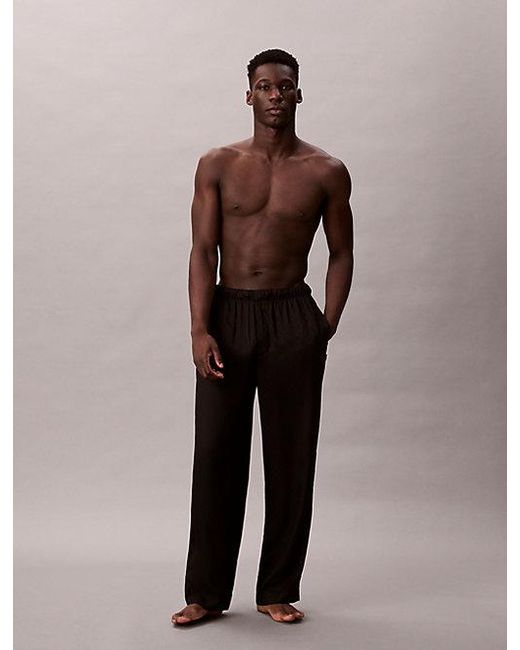 Calvin Klein Brown Satin Jacquard Pyjama Pants for men