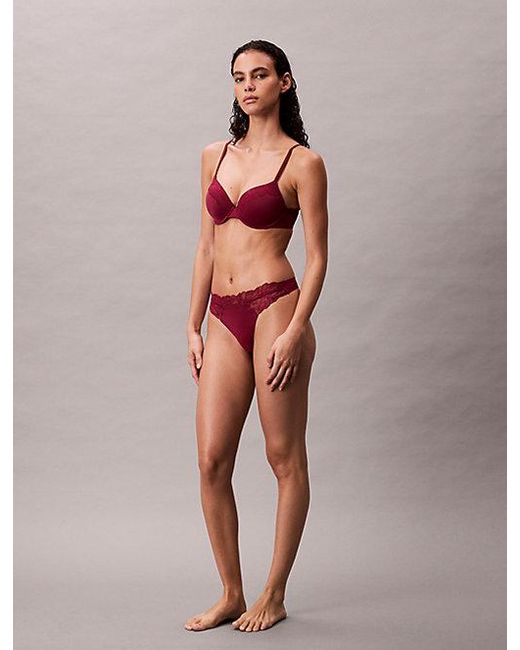 Calvin Klein Red Lightly Lined Full Coverage Bra Perfectly Fit Lace