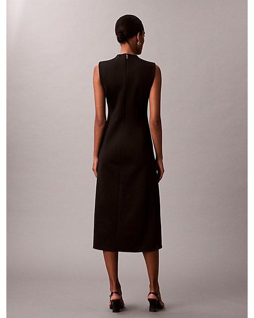 Calvin Klein Black Smooth Stretch Fit And Flare Sleeveless Dress