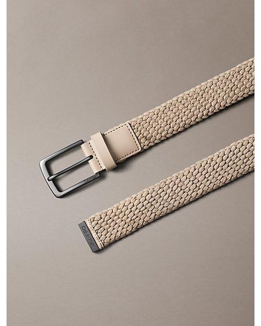 Calvin Klein Brown Braided Logo Tip Belt for men