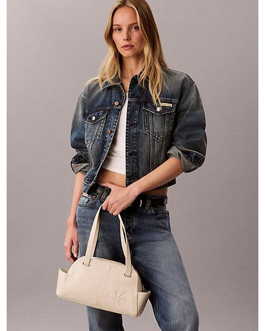 Calvin Klein Natural Embossed Monologo Shoulder Bag