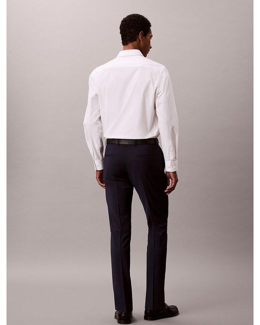 Calvin Klein Blue Slim Tropical Wool Trousers for men