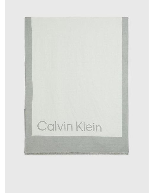 Calvin Klein Sjaal Met Logo Van Linnenmix in het White