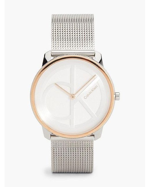 Calvin Klein Gray Monogram Logo Mesh Bracelet Watch