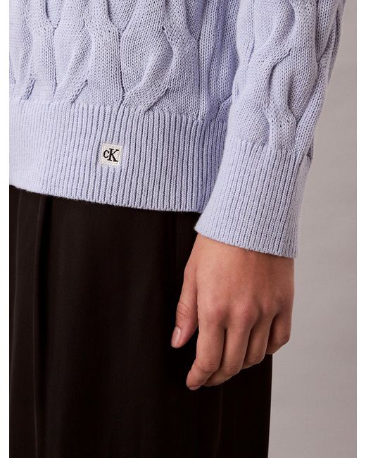 Calvin Klein Purple Cotton Cable Relaxed Jumper