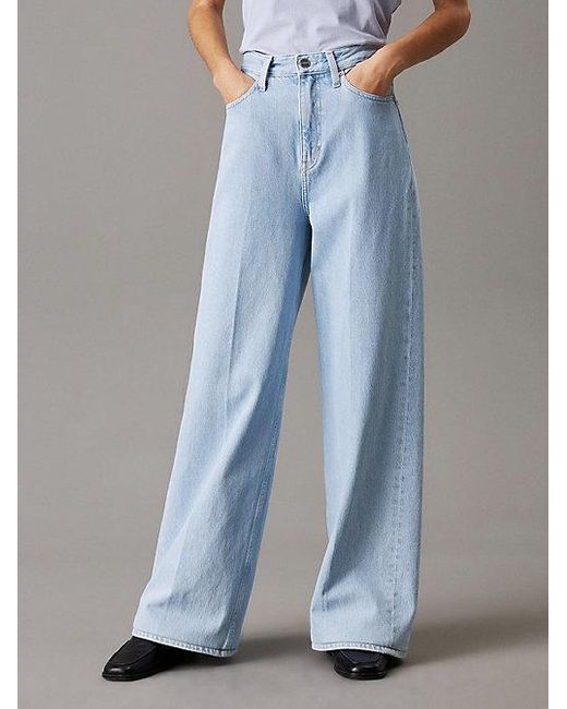 Calvin Klein High Rise Wide Leg Jeans in het Blue