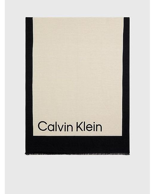 Calvin Klein Black Logo-Schal aus Leinen-Mix