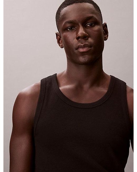 Calvin Klein Geribbelde Tanktop in het Brown voor heren