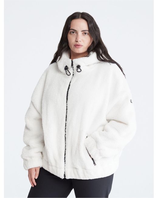 Calvin Klein White Performance Oversized Sherpa Jacket
