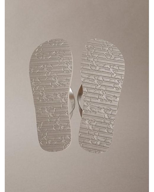 Calvin Klein Natural Pearlised Platform Flip Flops