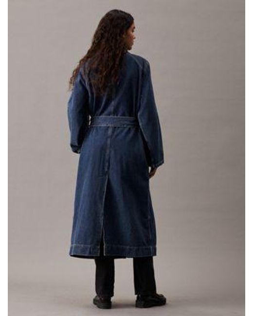 Calvin Klein Blue Lässiger Denim-Trenchcoat