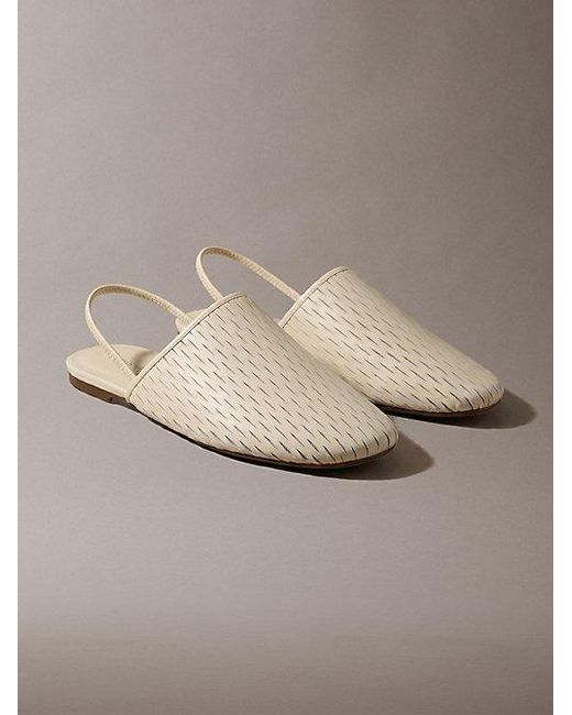 Calvin Klein Gray Leather Slingback Mules