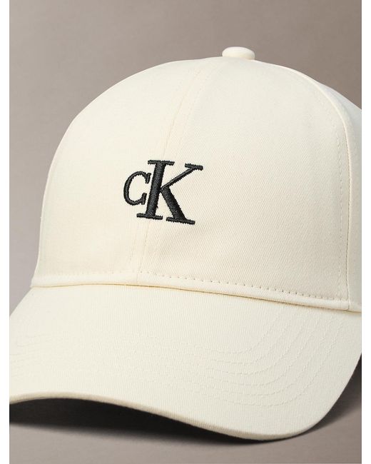 Calvin Klein White Embroidered Monogram Baseball Cap