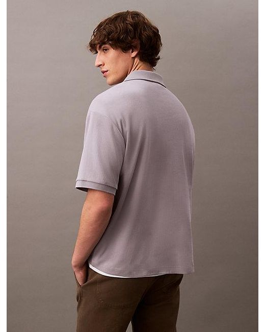Calvin Klein Relaxed Poloshirt Van Ribkatoen in het Purple voor heren