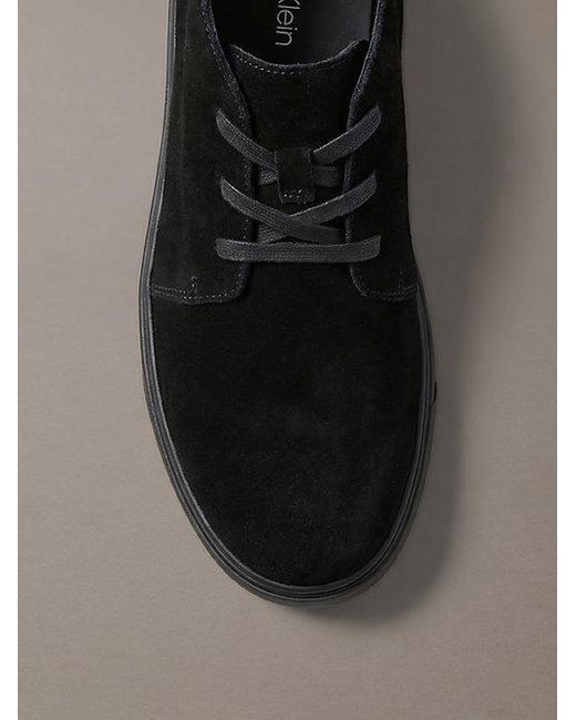 Calvin Klein Brown Suede Hybrid Cupsole Lace Up Shoes for men