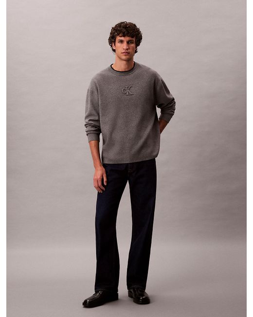 Calvin Klein Gray Embossed Monogram Logo Relaxed Jumper for men