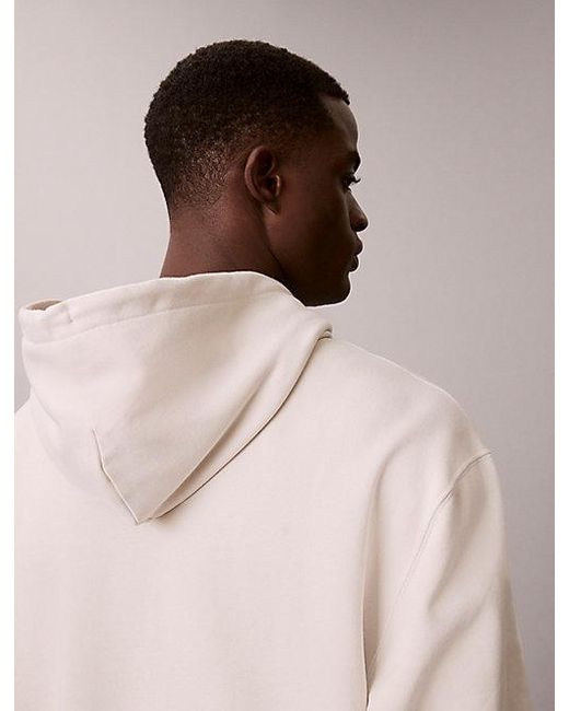Calvin Klein Pink Jeans Fleece Monogram Logo Patch Relaxed Hoodie for men