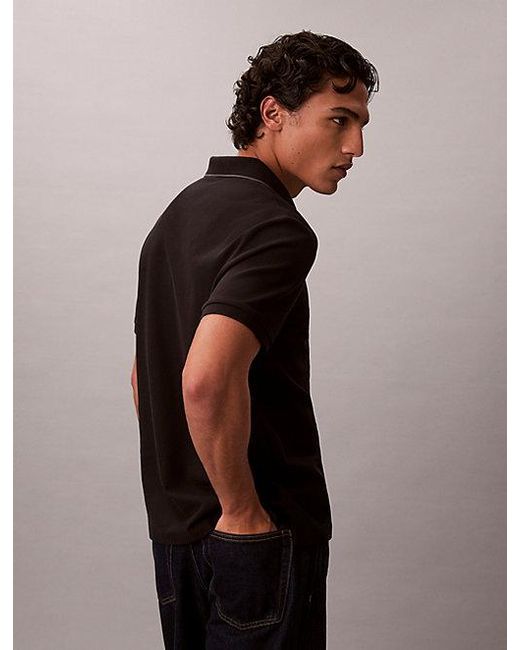 Calvin Klein Black Cotton Piqué Polo Shirt for men