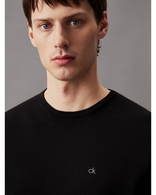 Pull en soie et coton Calvin Klein pour homme en coloris Black