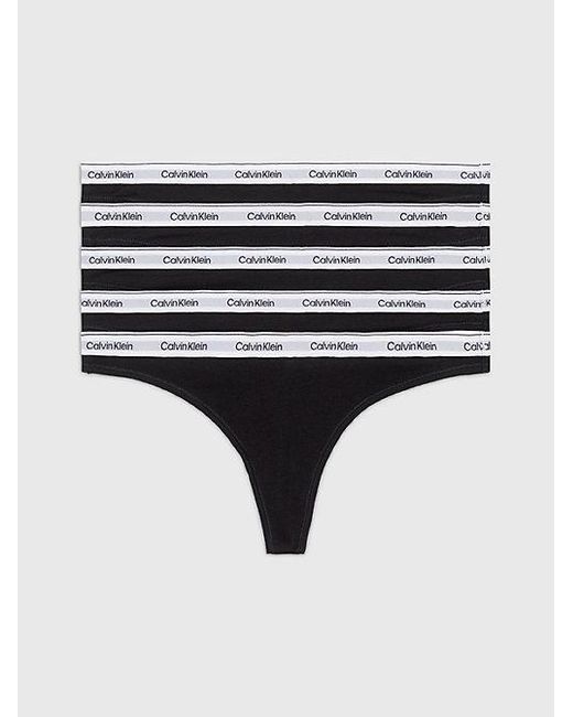 Calvin Klein 5-pack Strings Met Lage Taille - Modern Logo in het Black
