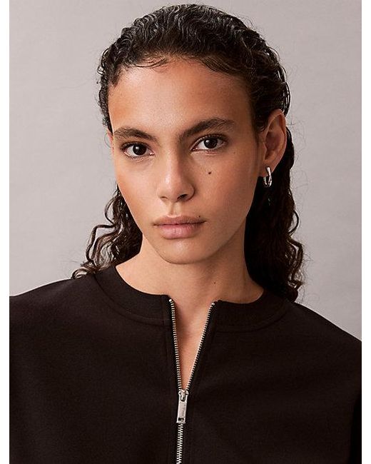 Calvin Klein Black Stretch Crepe Zip Cardigan