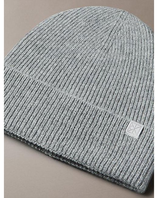 Calvin Klein Gray Cashmere Emblem Logo Beanie