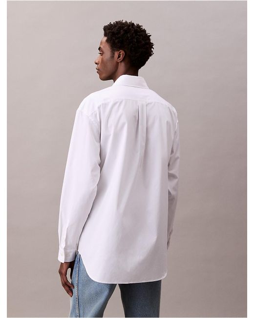 Calvin Klein White Oversized Cotton Poplin Button-Down for men