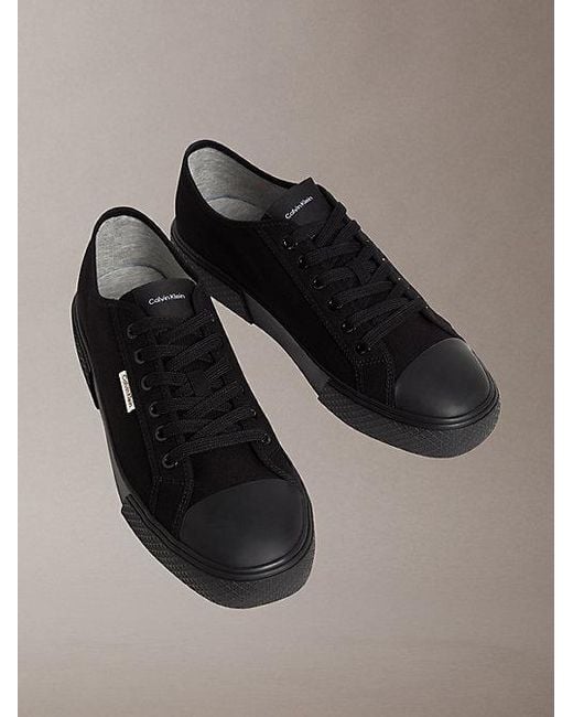 Calvin Klein Gray Ck Leo Canvas Logo Trainers for men