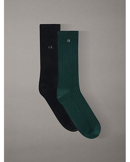 Calvin Klein Green 2 Pack Soft Cotton Waffle Crew Socks for men