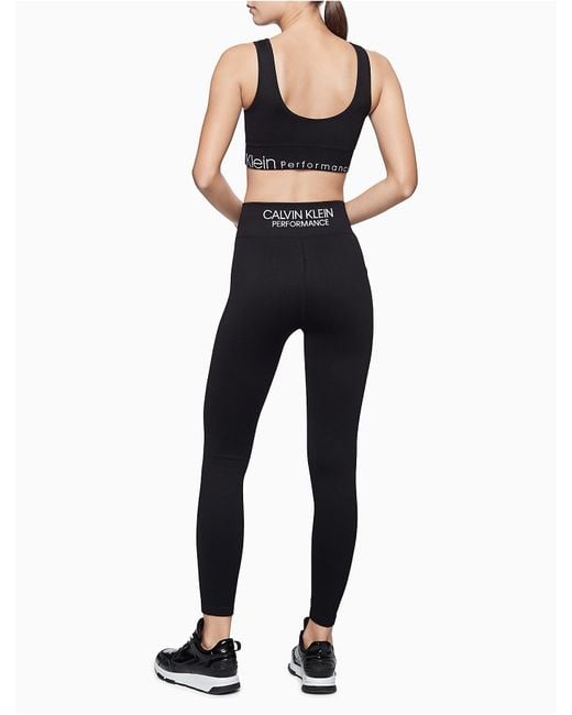 Calvin Klein Performance Ribbed High Waist 7/8 Leggings in Black | Lyst