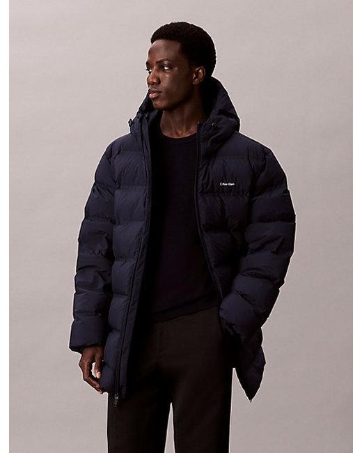 Calvin Klein Blue Channelled Down Puffer Coat for men