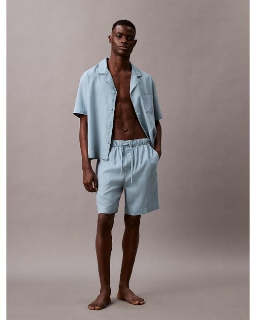 Calvin Klein Multicolor Linen Blend Pyjama Shorts for men