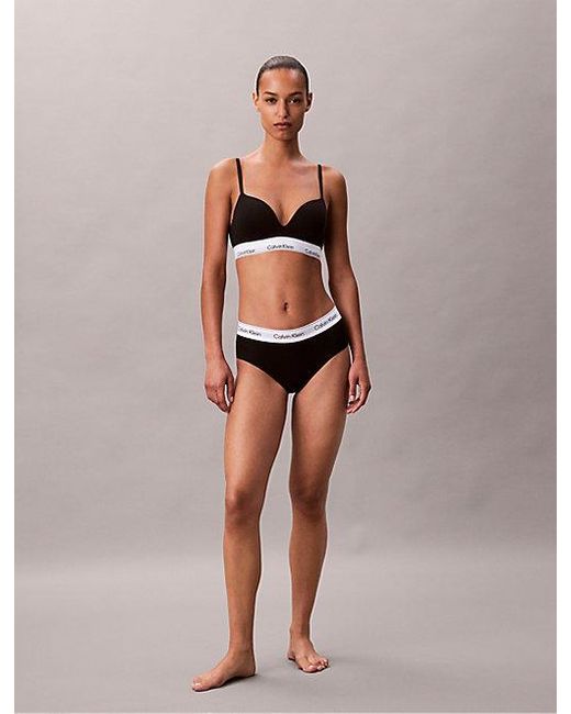Calvin Klein Black Push Up Plunge Bra Icon Cotton Modal