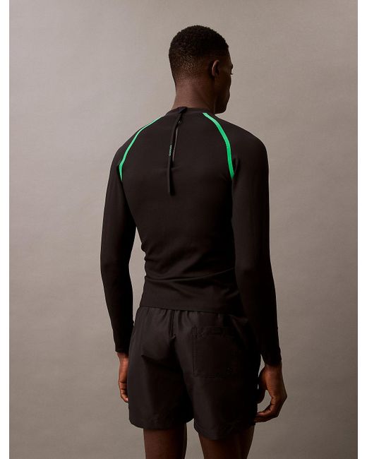 Calvin Klein Black Long Sleeve Rash Guard for men