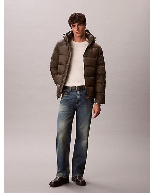 Calvin Klein Brown Jeans Hooded Down Puffer Jacket for men